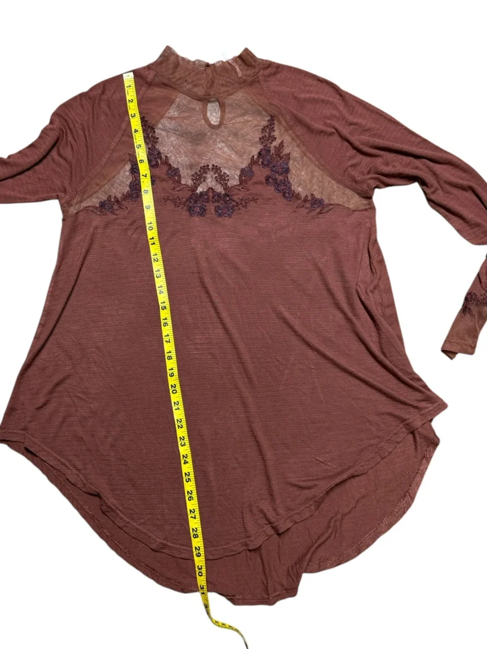 Free People Saheli, Embroidered Mesh Tunic Top